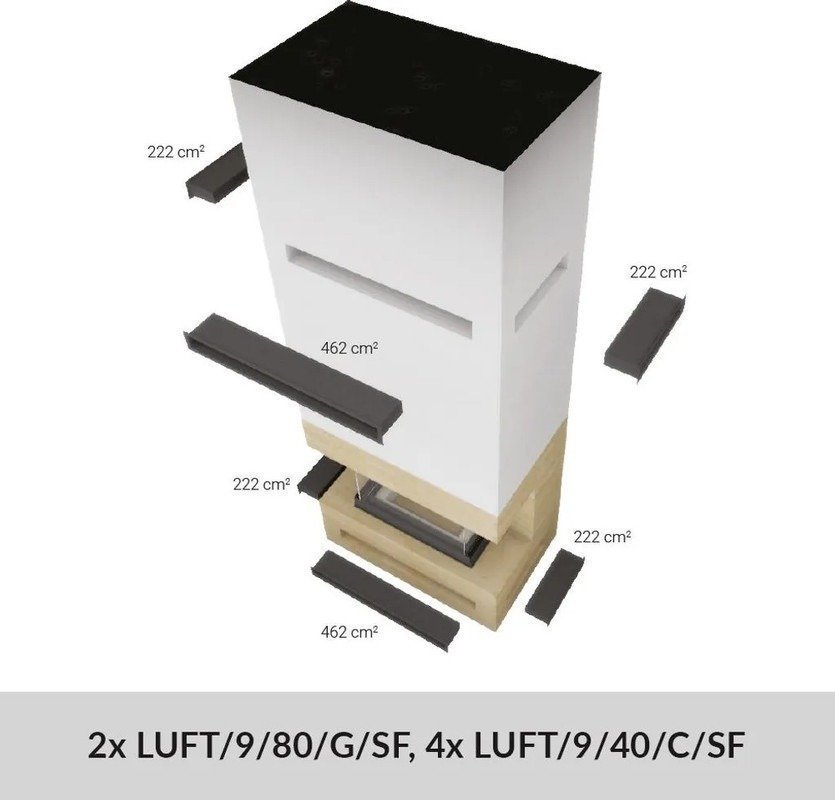 Kratki NBC 680/280 – Kamineinsatz 7 kW mit Schiebetür (Guillotine) und dreiseitiger Verglasung – Bild 2